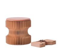 Tabouret en papier pliable, compact, robuste et portable Structure en nid d'abeille bas en papier bas en papier, tabouret rond pliant double face avec coussins PU brun 30*43cm（11.81*16.93in）