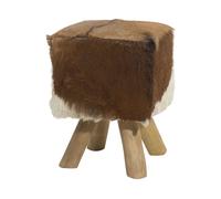 Tabouret en Peau de Chèvre et Bois Marron Clair Doux Durable et Stable Dalton