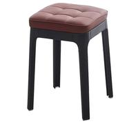Tabouret en Plastique pour Usage Domestique Chaises De Cuisine Modernes Tabouret De Coiffeuse Rembourré en Cuir Tabourets De Bar Empilables sans Dossier pour Le Salon(Rosso)