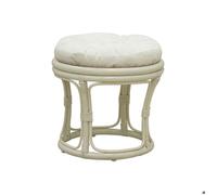 Tabouret en rotin avec coussin Uni blanc