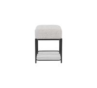 Tabouret en tissu gris, avec rangement, carré, uni - White Label, Milou - 35x35x45 cm