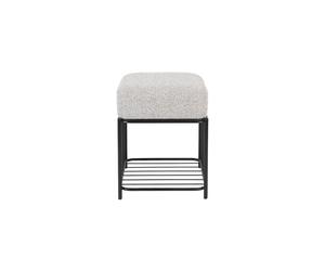 Tabouret en tissu gris, avec rangement, carré, uni - White Label, Milou - 35x35x45 cm