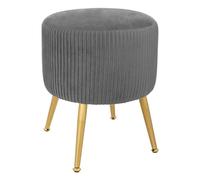 Atmosphera Tabouret Solaro Gris en velours plissé