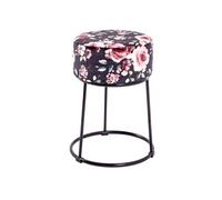 HAKU Möbel Tabouret Motif, Noir, MDF, métal, recouvrement Tissu - Dim.: H 46 cm x Ø 30 cm, Style: Art Deco