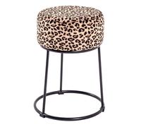HAKU Tabouret Motif – Noir, MDF & métal, tissu, H 46 cm × Ø30 cm, style Art déco