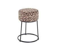 Tabouret en Velours ""Motif Léopard"" 46cm Marron