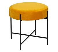 Atmosphera - Tabouret Arty rond 47 cm en velours ocre