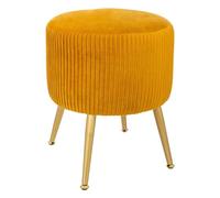 Atmosphera Tabouret Solaro velours plissé jaune moutarde