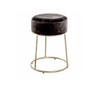 HAKU Möbel Tabouret Anthracite, Or, MDF, métal, recouvrement Tissu - Dim.: H 46 cm x Ø 30 cm, Style: Art Deco