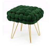 Tabouret en velours tressé rembourré 38 cm DOTTY Vert Bouteille