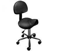 Tabouret ergonomique à roulettes avec dossier réglable en hauteur de 49 à 62 cm et pivotable à 360° - Noir - Vivezen