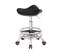 Tabouret ergonomique à roulettes avec hauteur réglable de 53 à 73 cm pour salon, cuisine, bar - Chaise de bureau noire sur roulettes pour plus de confort et de style