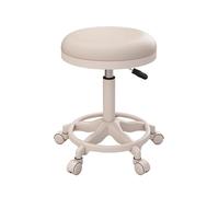Tabouret ergonomique à roulettes pour atelier et salon - Hauteur réglable de 43 à 57 cm - 6 couleurs disponibles - Chaise de bureau et de spa - Confortable - Beige