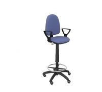 Tabouret ergonomique avec mécanisme de contact permanent et réglable en hauteur, anneau de repose-pieds et roues en parquet, tissu Bleu