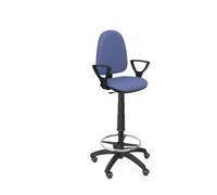 Tabouret ergonomique avec mécanisme de contact permanent et réglable en hauteur, anneau de repose-pieds et roues en parquet, tissu Bleu