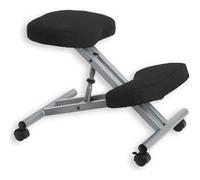 Tabouret ergonomique ROBERT siège ajustable repose genoux chaise de bureau sans dossier, en métal et assise rembourrée noir Noir