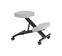 Tabouret ergonomique ROBERT, structure en métal noir et tissu gris