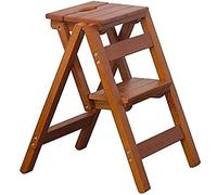Tabouret escabeau, Échelle portative Pliante escabeau Multifonctionnel échelle en Bois Chaise d'escalier 2 for la Maison Lib(Brown)