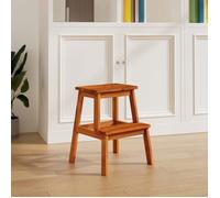 Tabouret-escabeau - vidaXL - 2 marches - Bois d'acacia - 40x38x50 cm - Bords incurvés