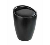 WENKO Tabouret de douche Candy Noir mat - Tabouret de salle de bain, avec sac à linge amovible, Plastique (ABS), 36 x 50.5 x 36 cm, Noir