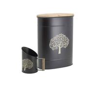 Tabouret et seau à pellets avec pelle Arbre Métal noir Arbre