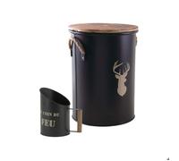 Tabouret et seau à pellets avec pelle Au coin du feu Métal laqué Cerf