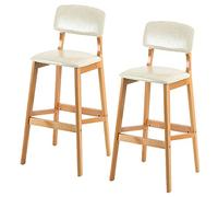 Tabouret Fausses Cuir chaises à Hauteur de Barre en Bois Repose-Pied, tabourets Hauts rembourrés pour Petit déjeuner, Cuisine, la Maison Le Bar PS Blancs, cm 24 Pouces
