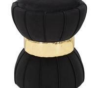 Mauro Ferretti - Pouf en tissu avec surpiqures Flower 40 x 44 cm noir