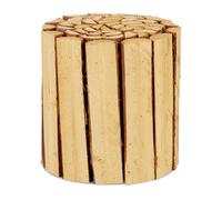 Relaxdays Tabouret fleurs, en bois, rond, naturel, pour pots de fleurs, vases, support fleurs HxD 20,5 x 20 cm,nature