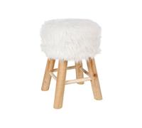 Atmosphera Tabouret fourrure Blanc G