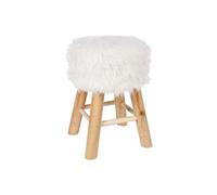 Atmosphera - Tabouret Oslo Effet Fourrure Blanc