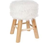 Tabouret fourrure blanc Atmosphera Blanc G
