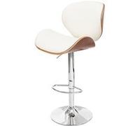 Mendler Tabouret Foxrock, Chaise de Bar, Bois courbé Desgin rétro - Aspect Noix, crème
