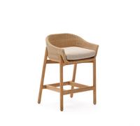 Tabouret Galea en teck massif et rotin synthétique 65 cm FSC 100%