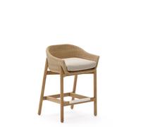 Tabouret Galea en teck massif et rotin synthétique 65 cm FSC 100%
