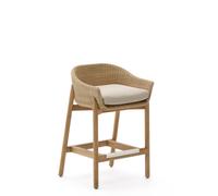 Tabouret Galea en teck massif et rotin synthétique, 75 cm, certifié FSC 100%