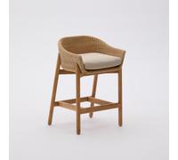Tabouret Galea en teck massif et rotin synthétique, 75 cm, certifié FSC 100%