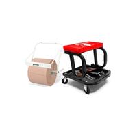 Tabouret Garage BM TOOLS Plateau Outils de Rangement, Siège Mécanicien Rembourré, Chariot Atelier avec Distributeur de papier