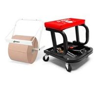 Tabouret Garage BM TOOLS Plateau Outils de Rangement, Siège Mécanicien Rembourré, Chariot Atelier avec Distributeur de papier