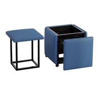 Tabouret gigogne empilable 5 en 1 avec roulettes, Pouf et siège Cube, tabourets Bas pour entrée, Salle à Manger et Usage Domestique, idée créative (Bleu)