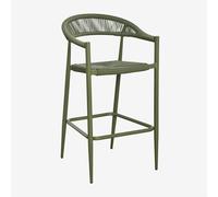 Tabouret haut 75 cm en aluminium et rotin synthétique Amatria Vert Olive Intense