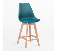 Tabouret Haut Avec Coussin en Similicuir Nordic Bleu Turquoise Intense ?67 cm