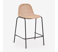 Tabouret haut empilable en rotin synthétique Reiven Noir ¿65 cm