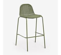 Tabouret haut empilable en rotin synthétique Reiven Vert Olive Intense ¿75 cm