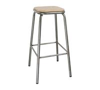 Tabouret haut en acier galvanisé avec assise en bois Bolero Cantina (lot de 4)