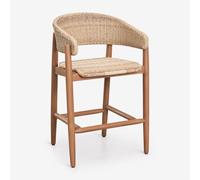 Tabouret haut en bois d'acacia et rotin synthétique Ribeira Brun Acacia ¿65 cm