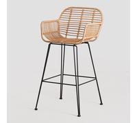 SKLUM Tabouret Haut en Rotin Synthétique Eska Noir ↑75 cm