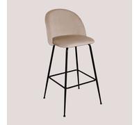 Tabouret Haut En Velours Kana Design Noir ?75 Cm Noir