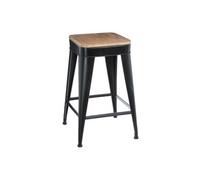 Tabouret haut Joris métal noir Atmosphera Noir et naturel G