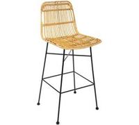 Tabouret haut Kubu rotin métal Atmosphera Naturel et noir G